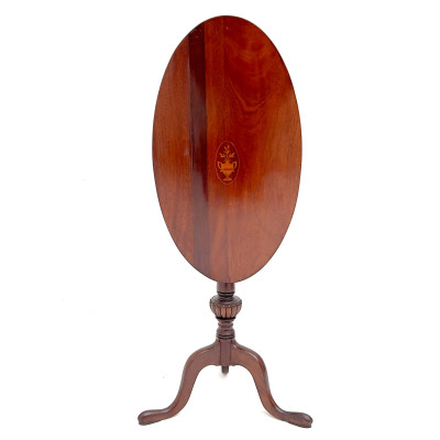 George III Style Inlaid Mahogany Tilt-Top Candlestand